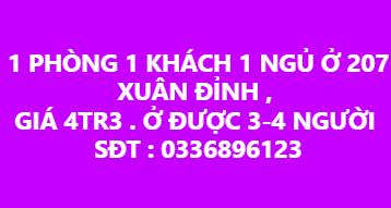 Căn hộ cho thuê đường Xuân Đỉnh 1 phòng ngủ giá 4.3 triệu - Không gian thoải mái cho 3-4 người!