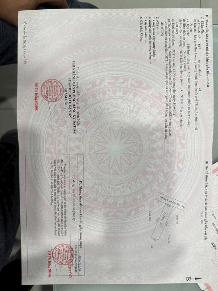 Đất nền mặt tiền Vĩnh Phú 38A, 140m² giá 4.95 tỷ - Sổ đỏ chính chủ!