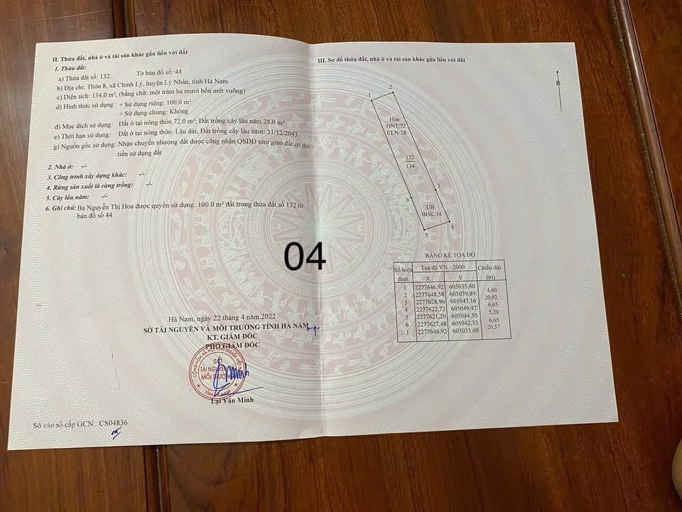 Đất nền xóm 8, Chính Lý, Lý Nhân 132m² giá 900 triệu - Cơ hội đầu tư hiếm có!