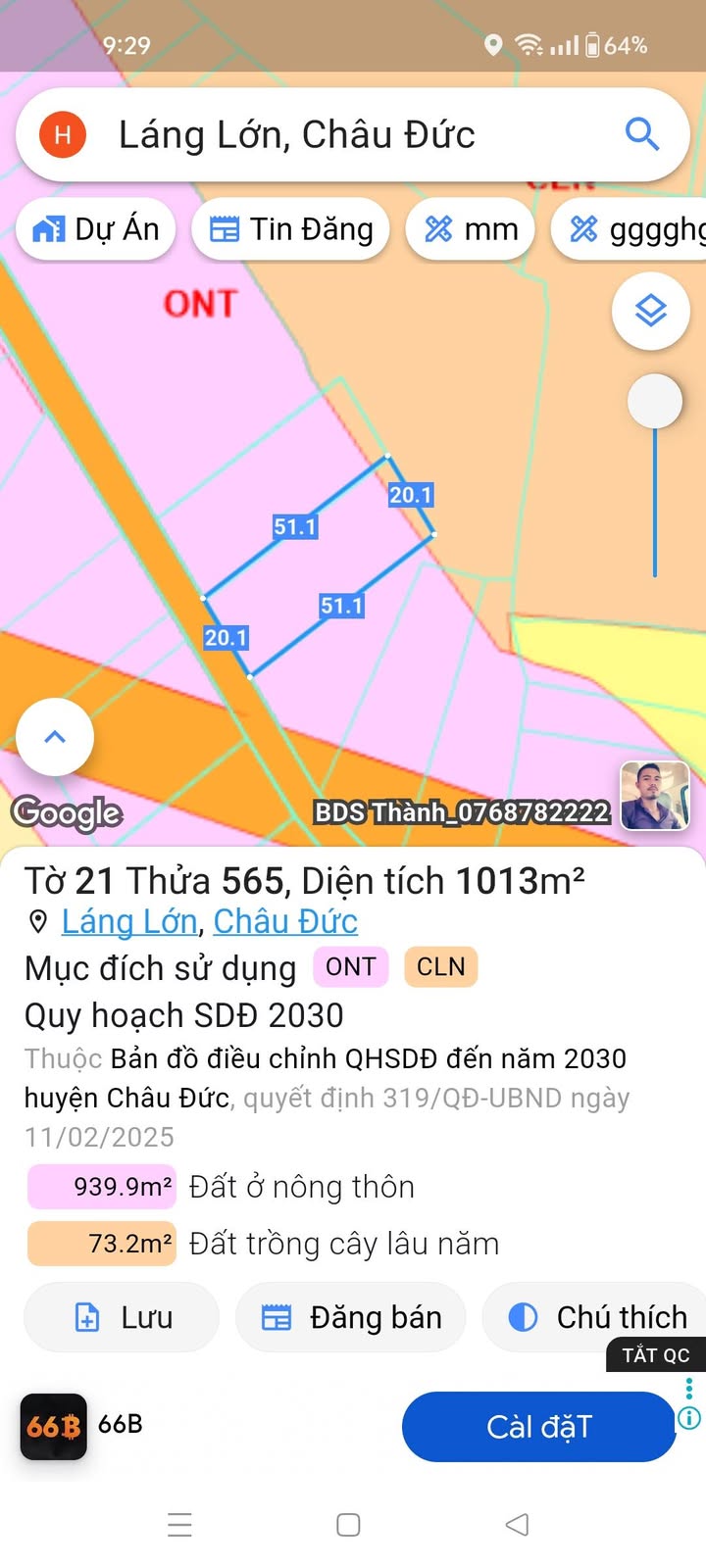Đất nền Láng Lớn, Châu Đức 1000m² giá 135 triệu - Cơ hội đầu tư tuyệt vời!