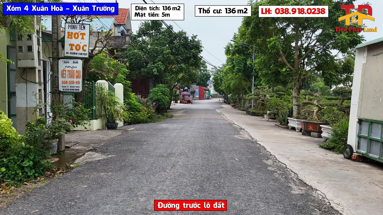 Bán lô đất 136m² Mặt đường nhựa Xóm 4, Xuân Hoà - Giá thỏa thuận hấp dẫn!