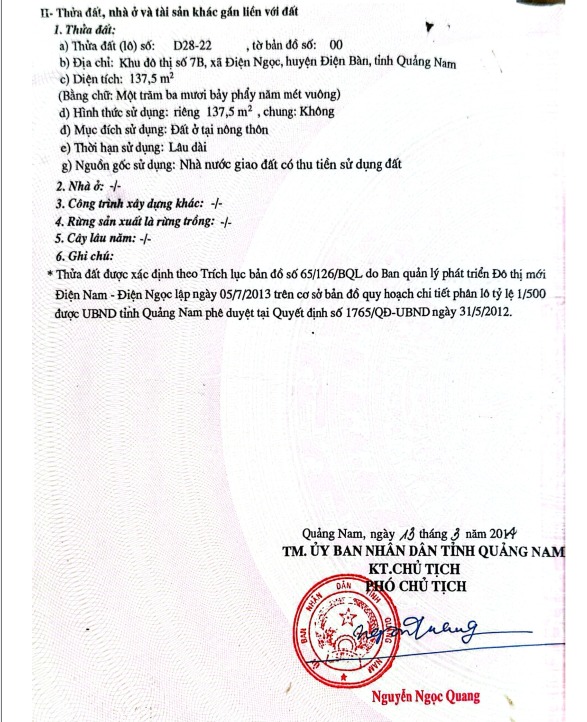 Đất nền Điện Ngọc 137.5m² giá 3 tỷ - Đầu tư sinh lời ngay!