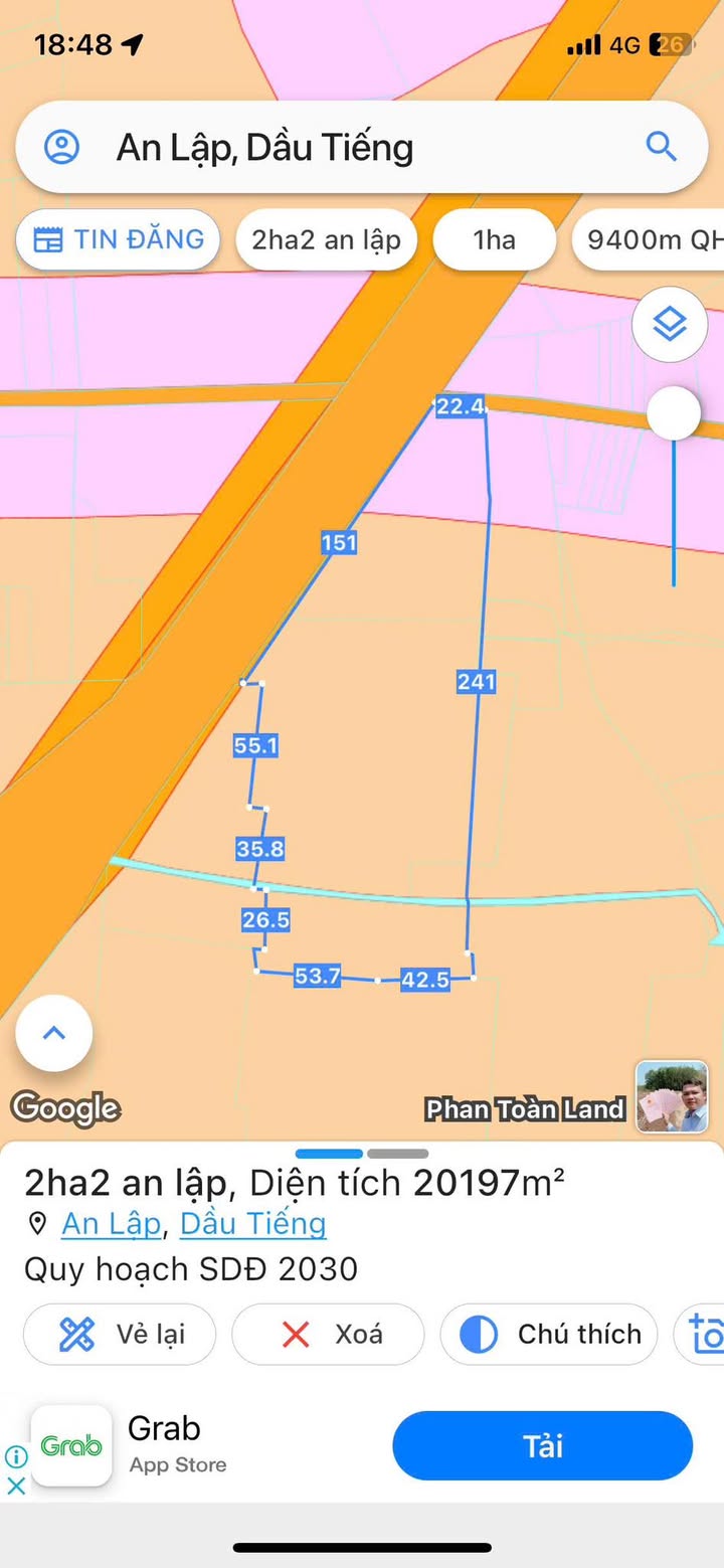 Đất nền Dầu Tiếng 20.000m² giá 25 tỷ - Mặt tiền đường Hồ Chí Minh rộng 151m!