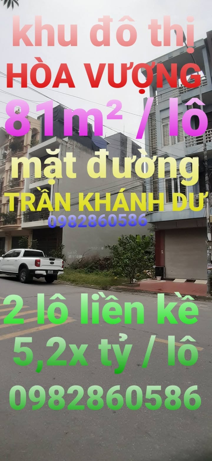 Đất mặt đường Trần Khánh Dư, Khu đô thị Hòa Vượng, 81m² giá 5.2 tỷ - Vị trí đắc địa cho kinh doanh!