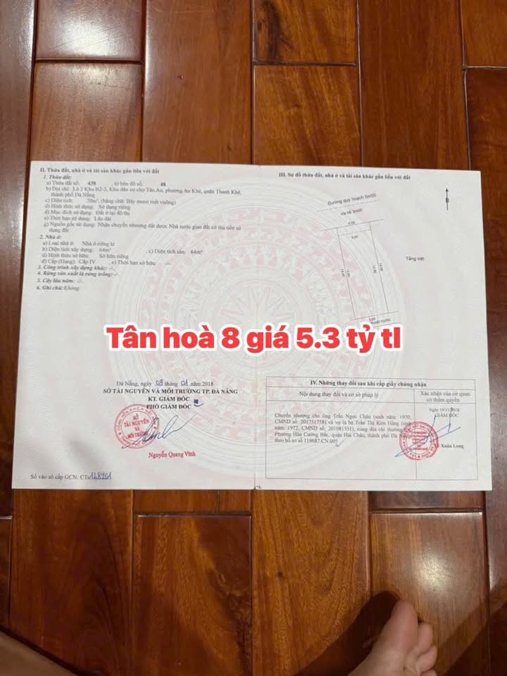 Lô đất mặt tiền Tân Hoà 8, Đà Nẵng, 70m² giá 5.3 tỷ - Cơ hội đầu tư tuyệt vời!