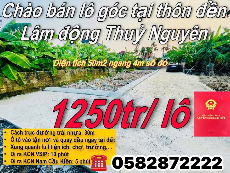Đất Lô Góc 50m² Lâm Động Thủy Nguyên 1.2 tỷ - Cơ Hội Vàng Đầu Tư!