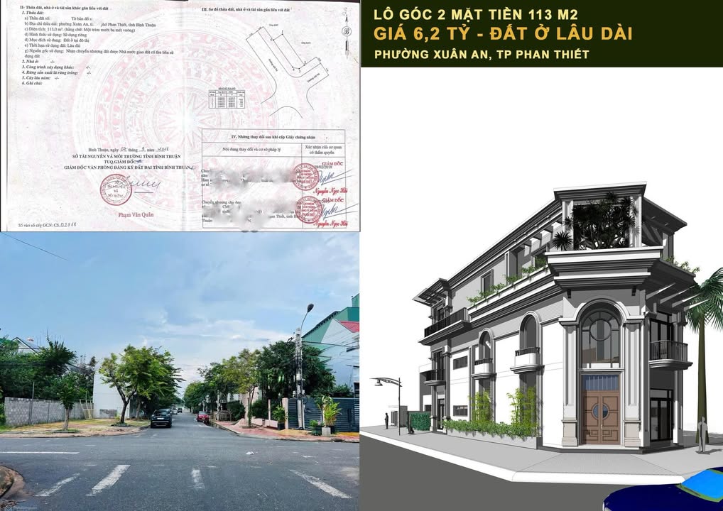 Đất nền 2 mặt tiền 113m² tại Xuân An, Bình Thuận giá 6.2 tỷ - Đầu tư sinh lời hấp dẫn!