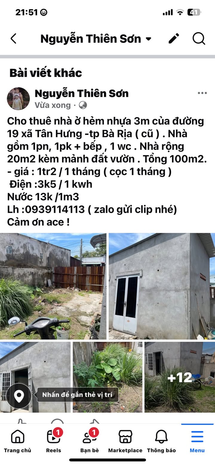 Nhà cho thuê tại Tân Hưng - Bà Rịa 100m² chỉ 1.2 triệu/tháng - Không gian xanh lý tưởng!