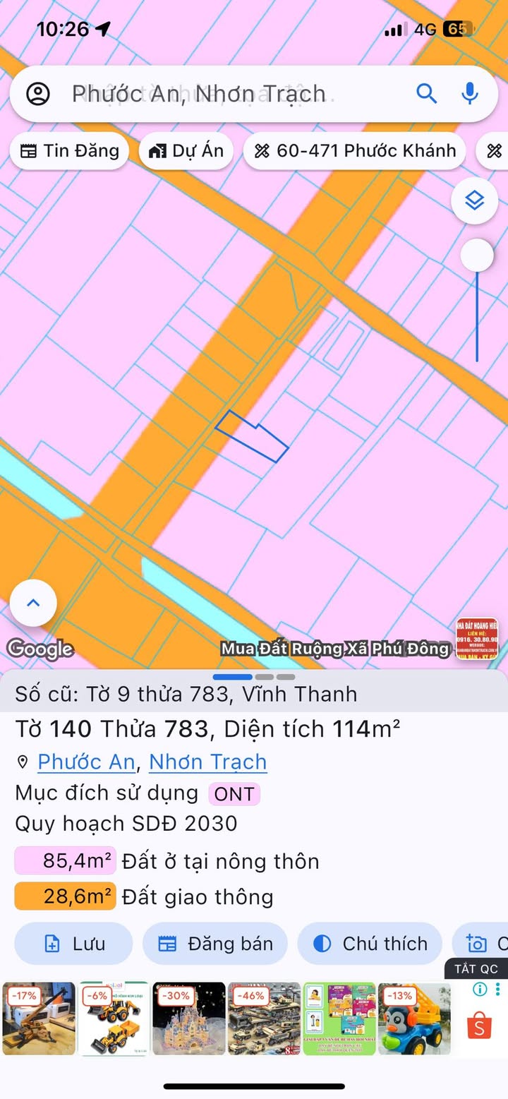 Đất nền Vĩnh Thanh, Nhơn Trạch 114m² giá 1.72 tỷ - Cơ hội đầu tư hấp dẫn!