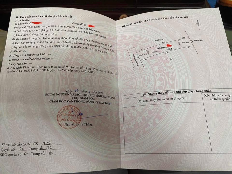 Đất nền Phúc Sơn, Tân Yên 134m² giá thỏa thuận - Cơ hội đầu tư hấp dẫn!