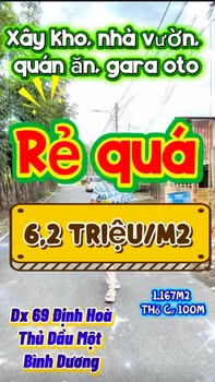 Đất nền ĐX69 Định Hòa, Thủ Dầu Một 1181.5m² giá 7.2 tỷ - Pháp lý rõ ràng