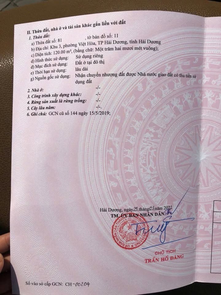 Đất nền chính chủ tại khu 3 Việt Hòa, Hải Dương 120m² - Tiềm năng sinh lời cao!