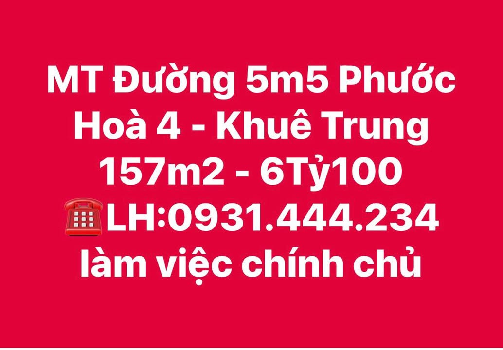 Đất mặt tiền Phước Hòa 4, Khuê Trung 157m² giá 6.1 tỷ - Tiềm năng đầu tư cao!