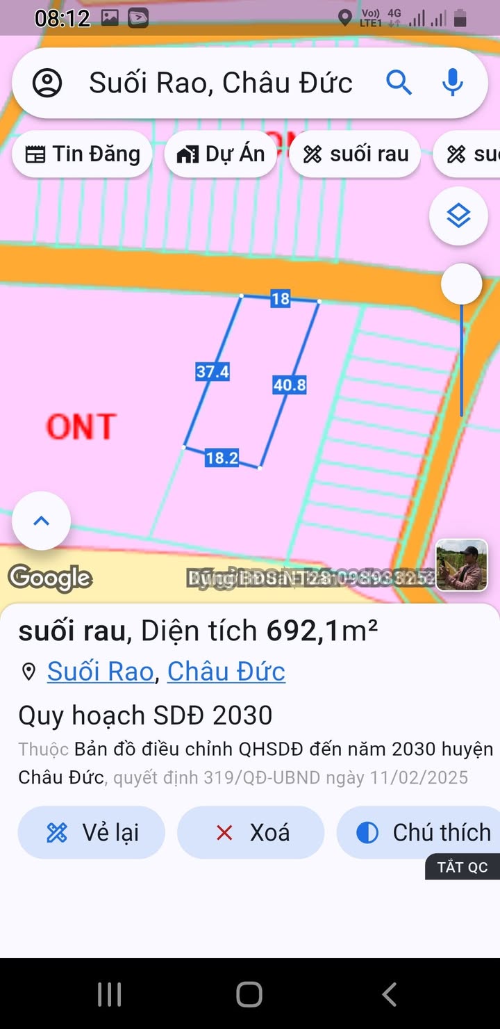 Đất nền Suối Rao Châu Đức 800m² giá 1.25 tỷ - Sổ hồng chính chủ
