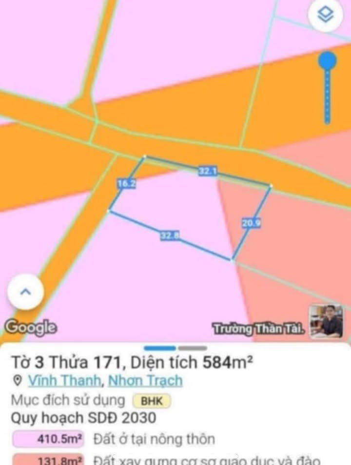 Đất Vĩnh Thanh Nhơn Trạch 584m² giá 3.1 tỷ - Cơ hội đầu tư hấp dẫn!