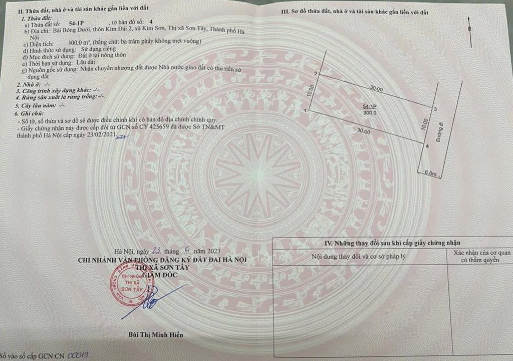 Đất Kim Sơn, Sơn Tây 300m² giá 4 tỷ - Vị trí đẹp, mặt tiền 10m!