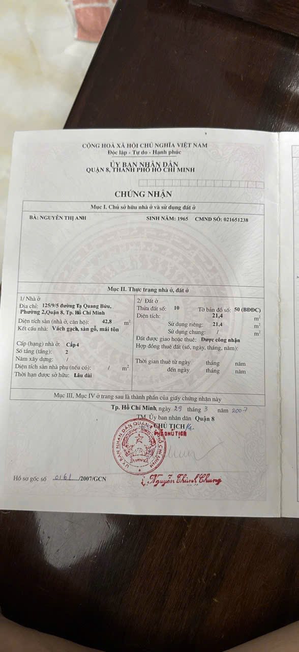 Nhà chính chủ 125 Tạ Quang Bửu, Quận 8, 20.5m² giá 2.38 tỷ - Sổ hồng riêng, gần chợ Rạch Ông!