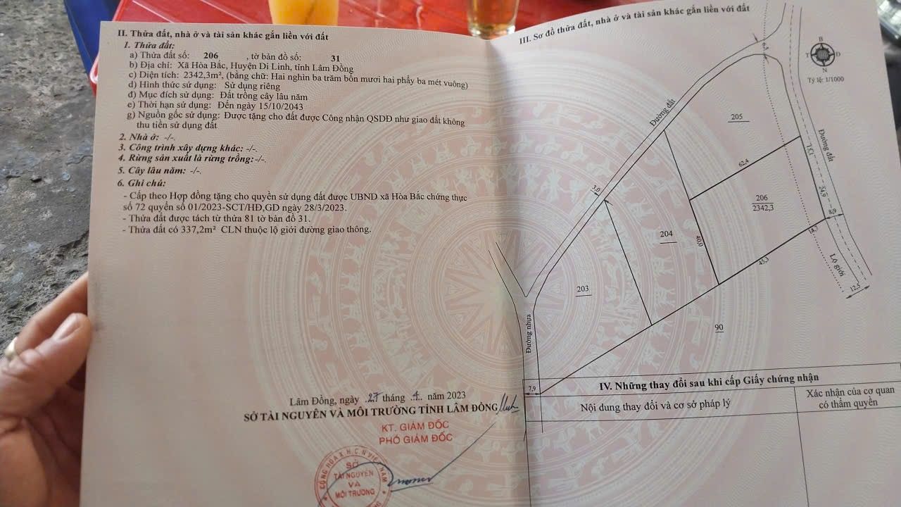 Đất nền 2 xào Hòa Bắc, Di Linh 8000m² - Mặt tiền đường đá, giá thỏa thuận!