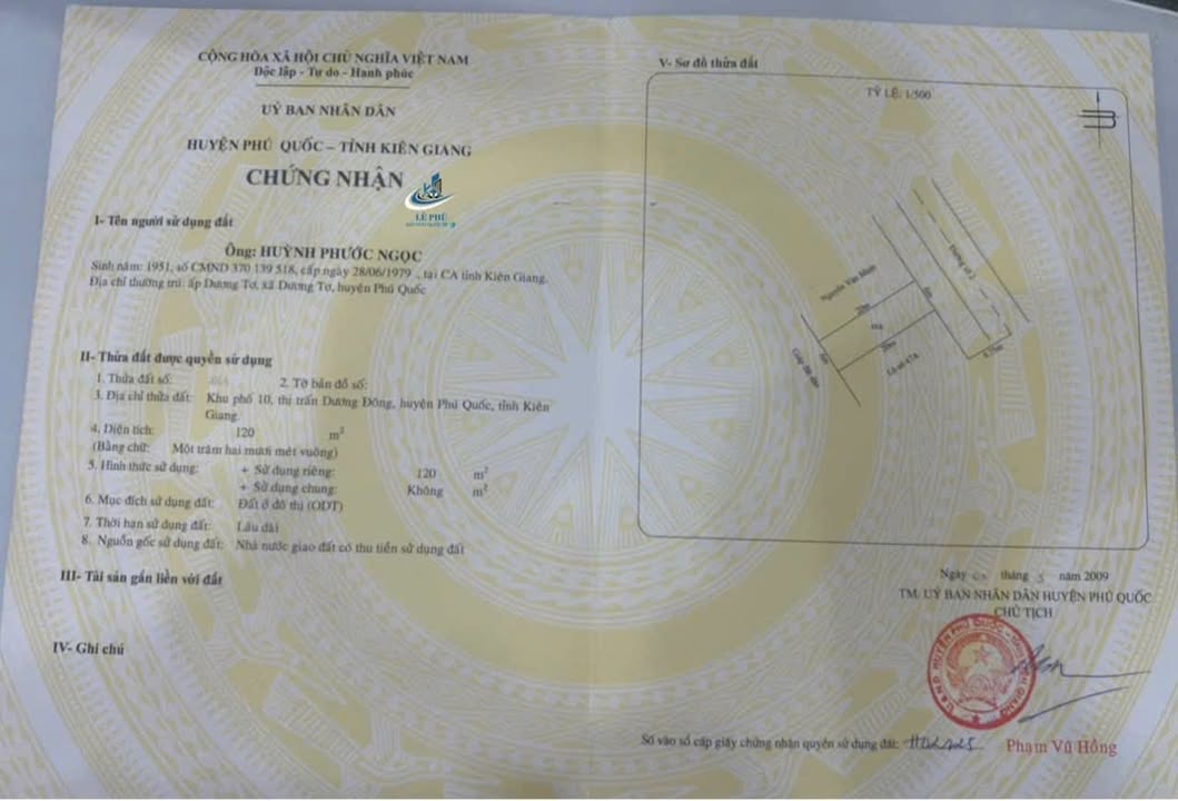 Đất nền tái định cư Khu phố 10 Phú Quốc 120m² - Giá thỏa thuận hấp dẫn!