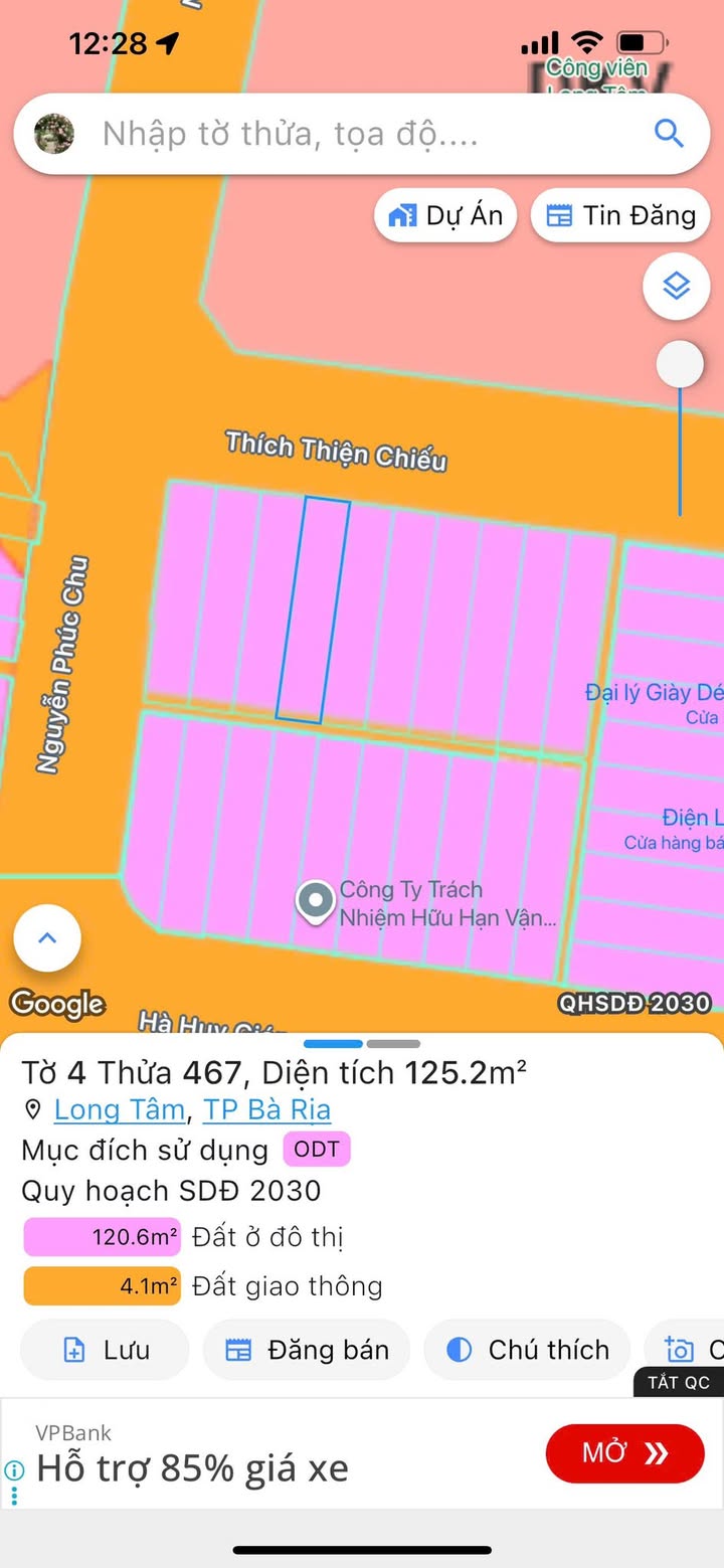 Đất mặt tiền Thích Thiện Chiếu, Gò Cát 6, 125m² giá 2.9 tỷ - Cơ hội đầu tư tuyệt vời!