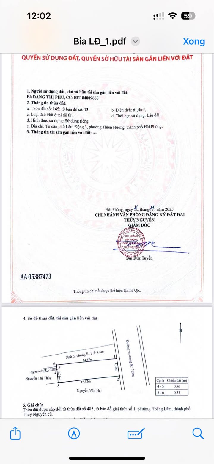 Đất nền lô góc đường Lâm Động, phường Thiên Hương, Hải Phòng 62m² giá 2.7 tỷ - Cơ hội đầu tư hấp dẫn!