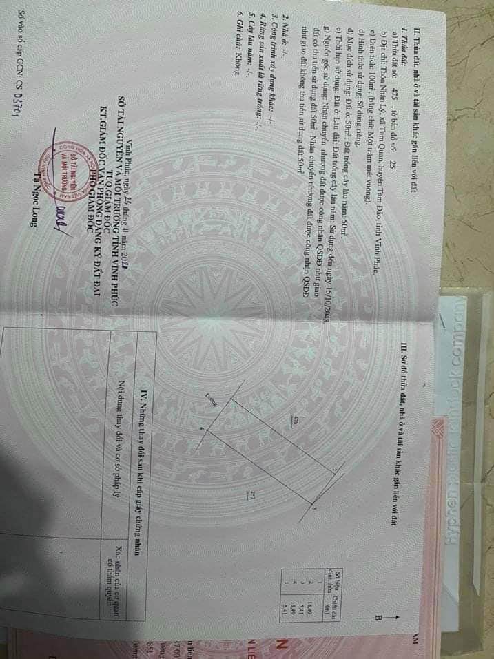 Đất nền Tam Đảo 100m² giá 1.65 tỷ - Vị trí đắc địa, kinh doanh sầm uất!