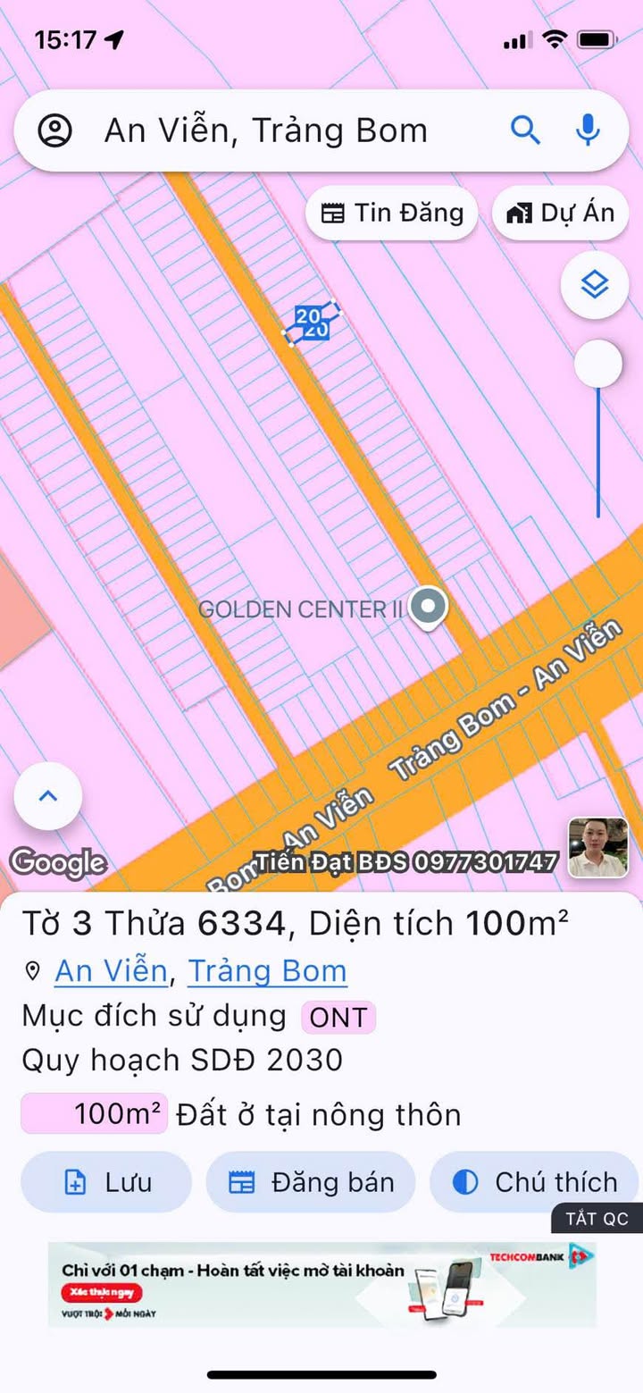 Đất thổ cư An Viễn Trảng Bom 100m² giá 8 tỷ - Cơ hội đầu tư hấp dẫn!