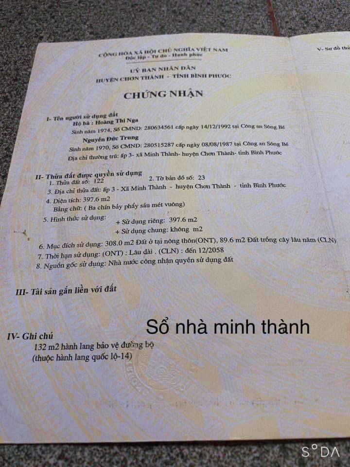 Đất nền Minh Thành 308m² giá chỉ 750 triệu - Cơ hội đầu tư hấp dẫn!