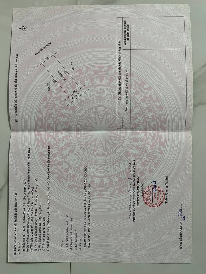 Đất thổ cư Ngọc Trạo Thạch Thành 200m² giá chỉ 200 triệu - Sổ hồng chính chủ