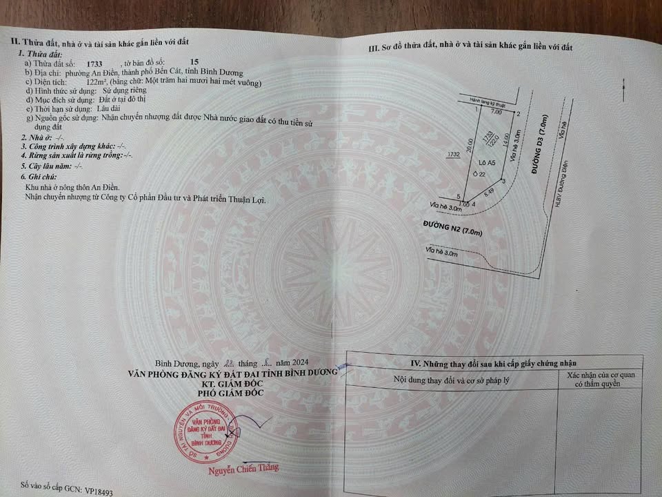 Đất nền An Điền Bến Cát 122m² giá thương lượng - Lô góc 2 mặt tiền tuyệt đẹp!