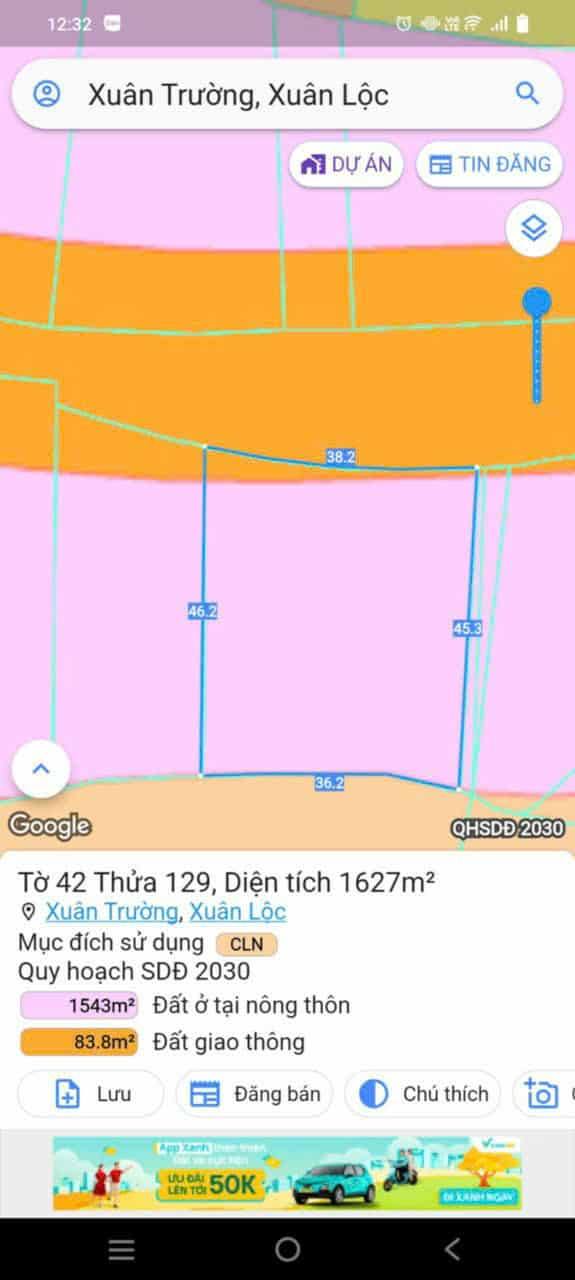 Đất nền đường nhựa Xuân Trường, Xuân Lộc 1620m² giá 864 triệu - Cơ hội đầu tư hấp dẫn!