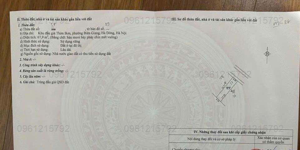 Đất đấu giá Biên Giang Hà Đông 67.9m² - Đường ô tô rộng, pháp lý rõ ràng!