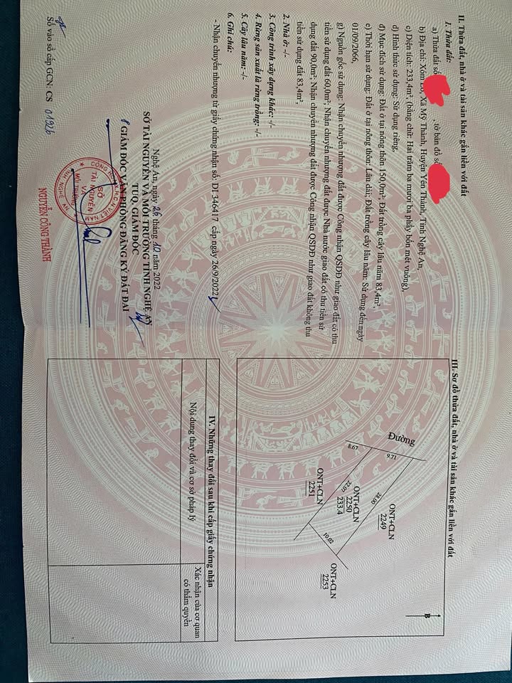 Đất nền xã Mỹ Thành, Yên Thành 240m² giá chỉ 5 tỷ - Đường bê tông thoáng mát!