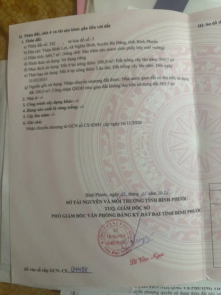 Đất nền xã Nghĩa Bình, huyện Bù Đăng 576m² giá 1 tỷ - Cơ hội đầu tư hấp dẫn!