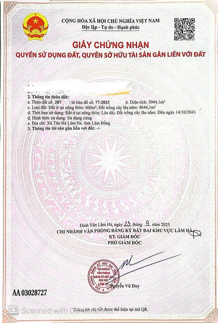 Đất thổ cư Tân Hà 5044m² giá 3.6 tỷ - Sổ đỏ chính chủ, mặt đường bê tông