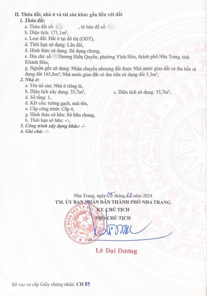 Nhà riêng phố Dương Hiến Quyền, Nha Trang 171.1m² giá 12.835 tỷ - Vị trí cách biển chỉ 50m!