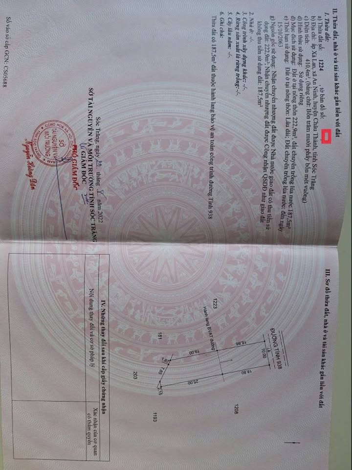 Đất nền mặt tiền đường 938, xã An Ninh, huyện Châu Thành, 430m² giá 2 tỷ - Cần bán gấp!