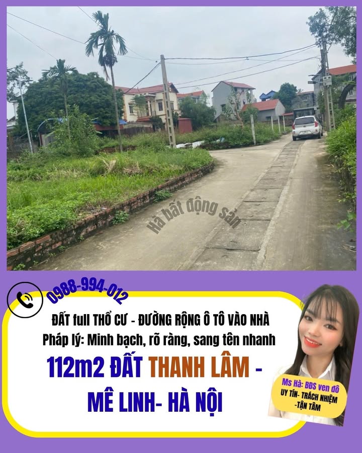 Đất thổ cư 112m² tại Thanh Lâm, Mê Linh giá chỉ 3.52 tỷ - Đầu tư sinh lời hấp dẫn!