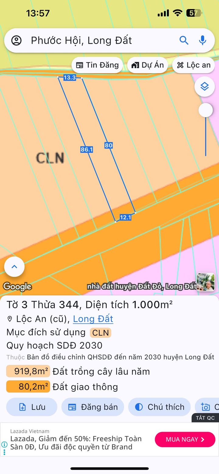 Đất thổ cư Lộc An 1000m² giá 2.25 tỷ - Đầu tư sinh lời ngay!