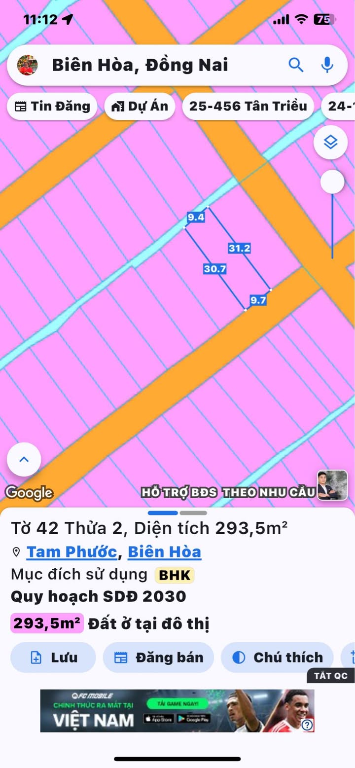 Đất nền tại phường Tam Phước, Biên Hòa 285m² giá 4 tỷ - Đầu tư hấp dẫn!