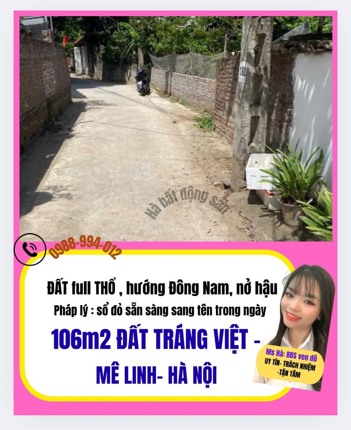 Đất Tráng Việt Mê Linh 106m² giá thỏa thuận - Vị trí vàng, tiện ích đầy đủ!