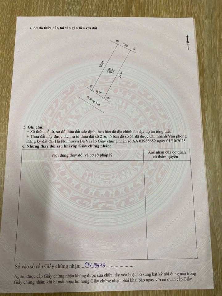 Đất thổ cư Suối Hai 150m² giá 1 tỷ - Sổ đỏ chính chủ