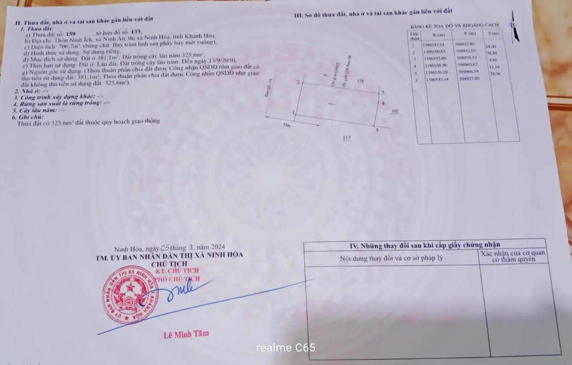 Đất mặt tiền Quốc lộ 1A - Ninh Hòa 706m² giá 1.44 tỷ - Cơ hội đầu tư hấp dẫn!