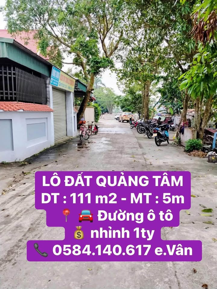 Lô đất đẹp Quảng Tâm 111m² giá 1 tỷ - Đường ô tô thông thoáng!