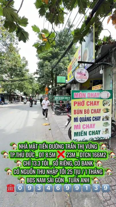 Nhà mặt tiền đường Trần Thị Vững, Thủ Đức 195.5m² giá 13.3 tỷ - Cơ hội đầu tư sinh lời!