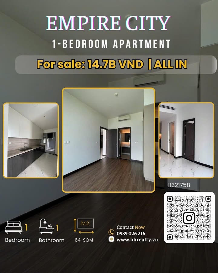 Căn hộ Empire City Thủ Thiêm 64m² giá 14.7 tỷ - View Bitexco cực đẹp!