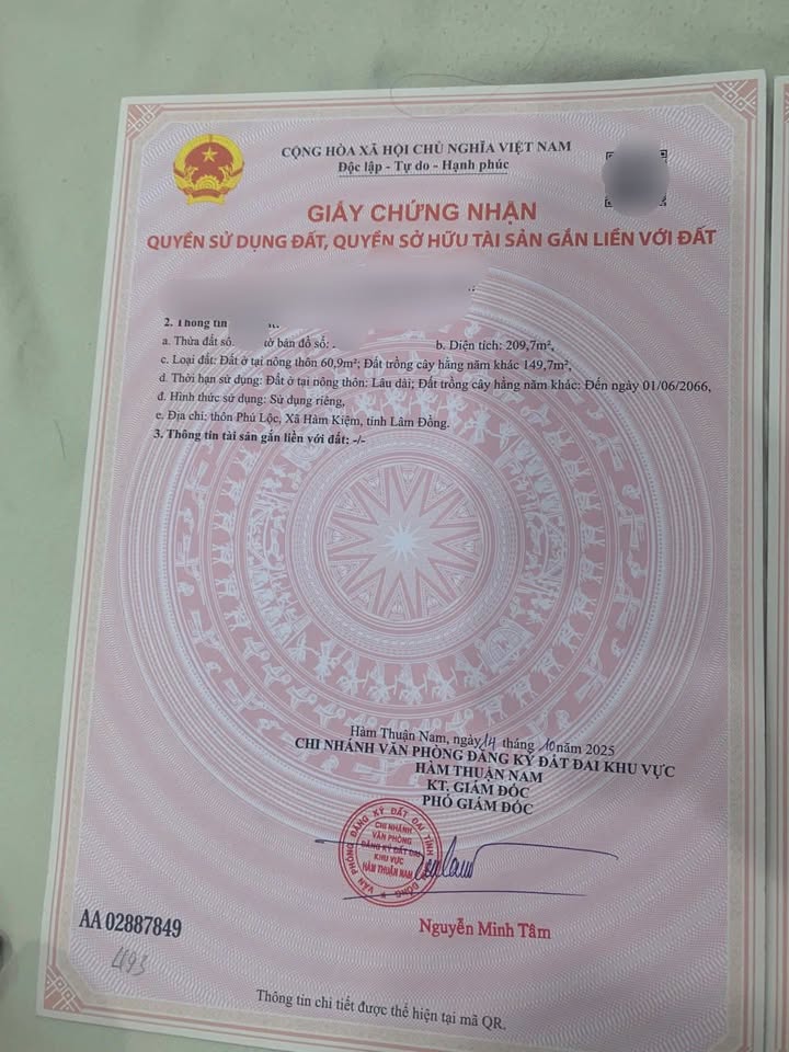 Đất nền xã Hàm Cường, Hàm Thuận Nam 209m² giá 600 triệu - Đầu tư sinh lời tuyệt vời!