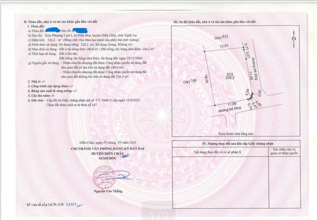 Đất góc 112m² tại Xóm Phượng Lịch 1, Diễn Hoa chỉ 1 tỷ - Cơ hội không thể bỏ lỡ!