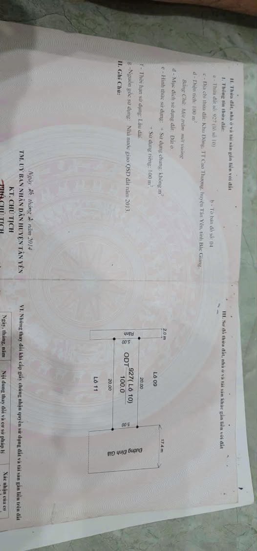 Lô đất 100m² tại khu trung tâm Cao Thượng - Đầu tư sinh lời hấp dẫn!