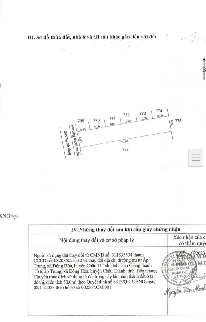 Đất thổ cư 145m² tại Phường 10, TP Mỹ Tho - Giá 930 triệu, gần chợ lớn!